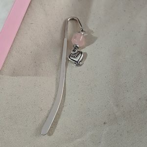 Brighton bookmark, pink quartz crystal with heart